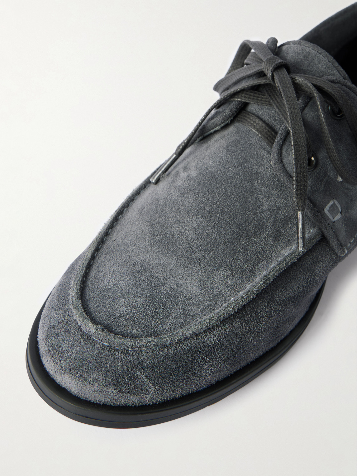 George Cleverley Devon Suede Boat Shoes In Gray