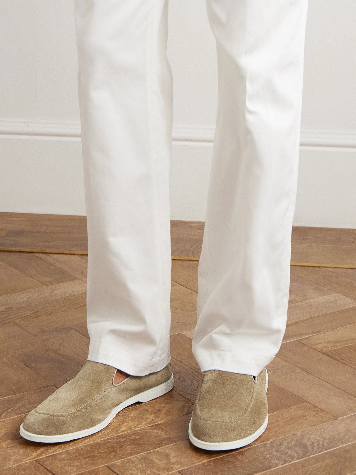 George Cleverley Cornwall Suede Loafers In Neutral