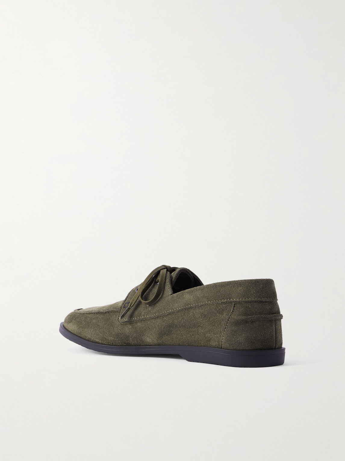 George Cleverley Devon Suede Boat Shoes In Green