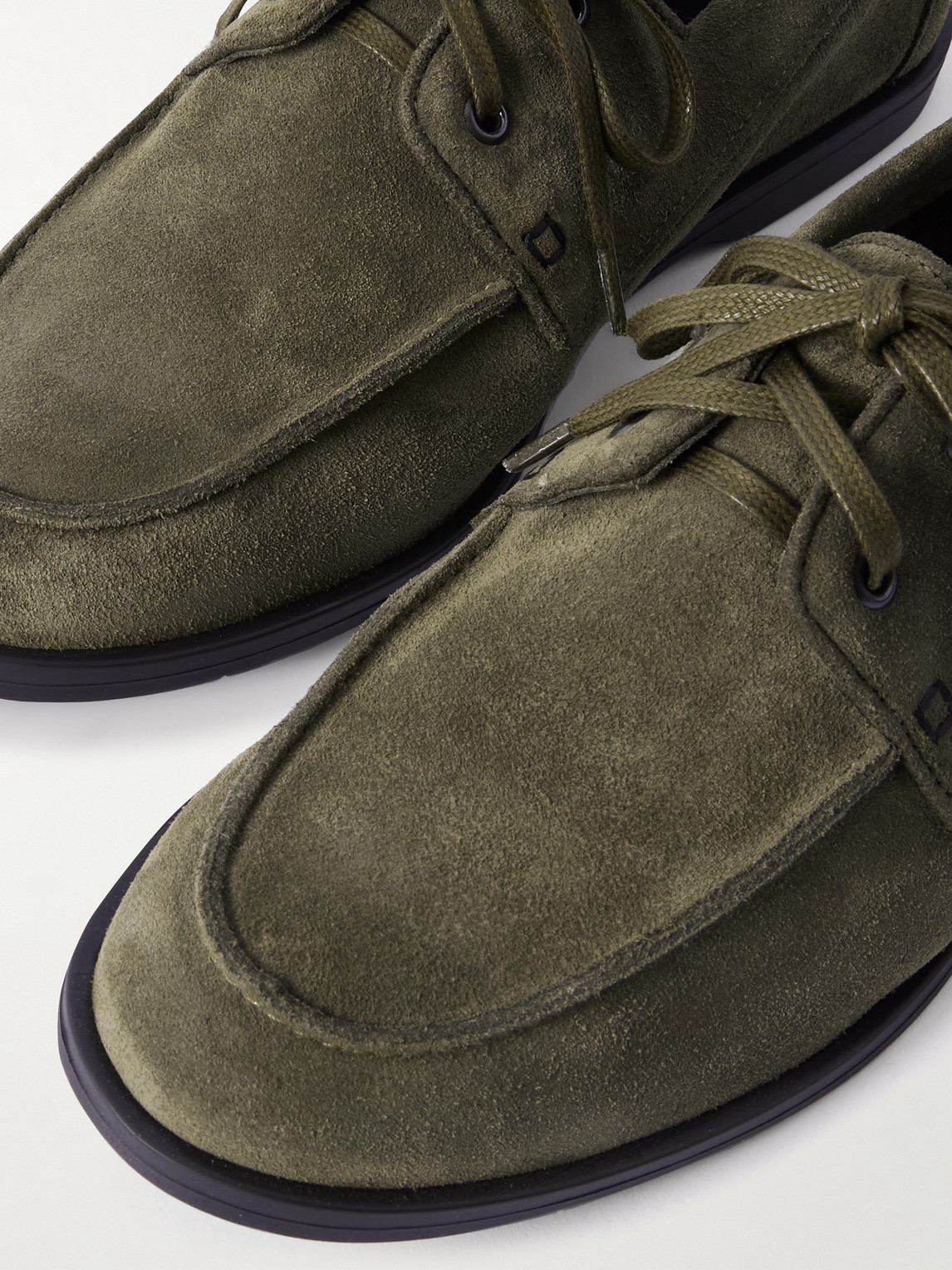 George Cleverley Devon Suede Boat Shoes In Green