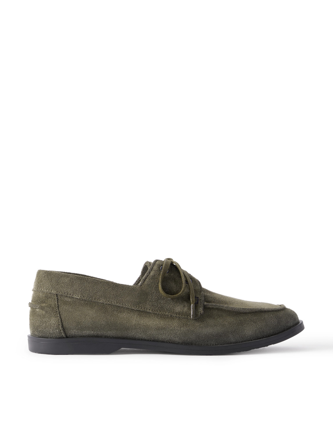 George Cleverley Devon Suede Boat Shoes In Green