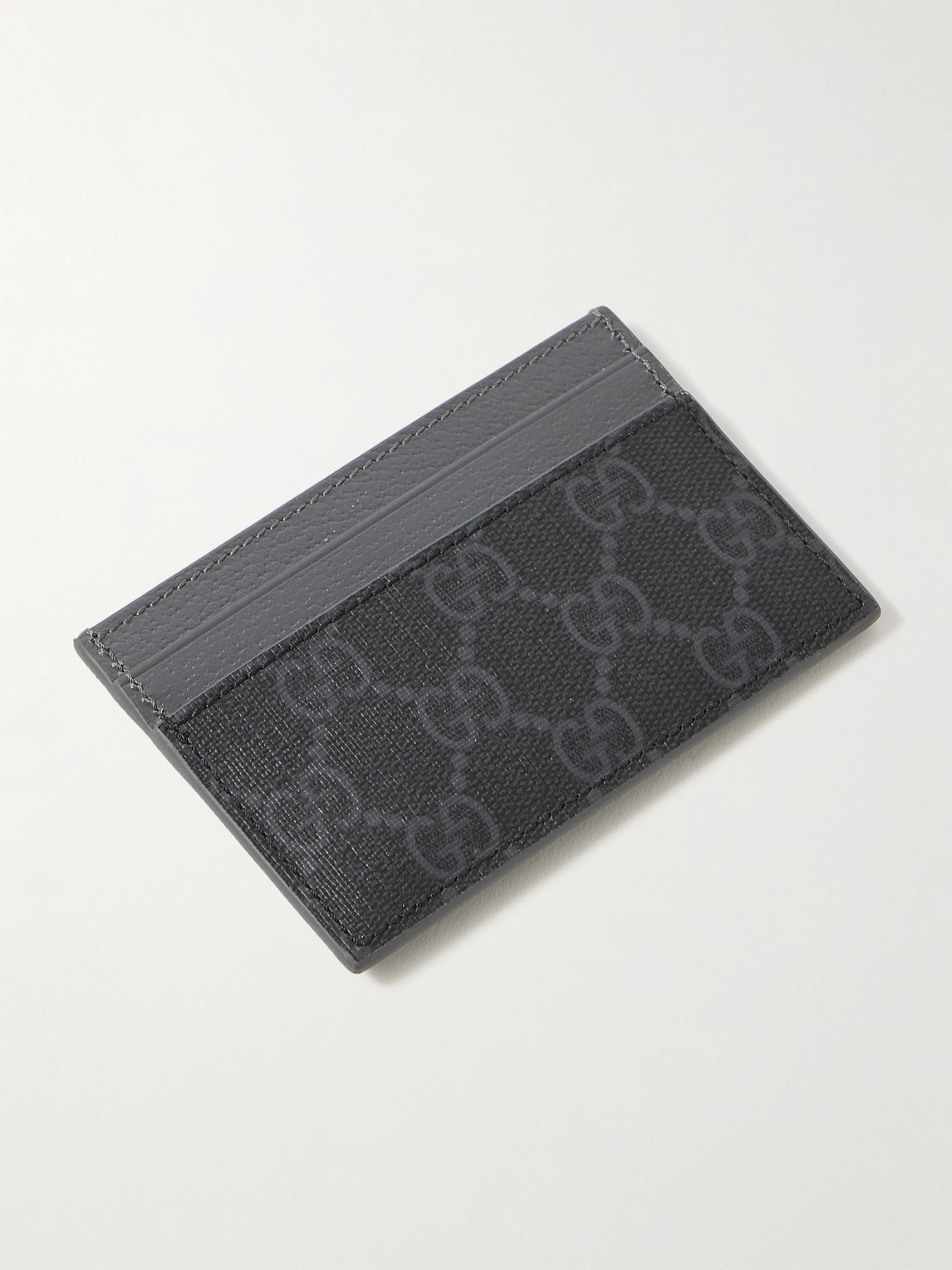GG Supreme Monogrammed Coated-Canvas and Pebble-Grain Leather Cardholder — 2