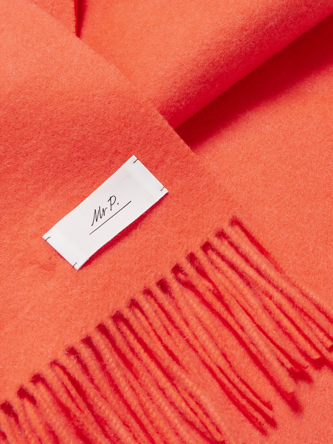  Mr P. - Logo-appliquéd Fringed Cashmere Scarf - Men - Orange 