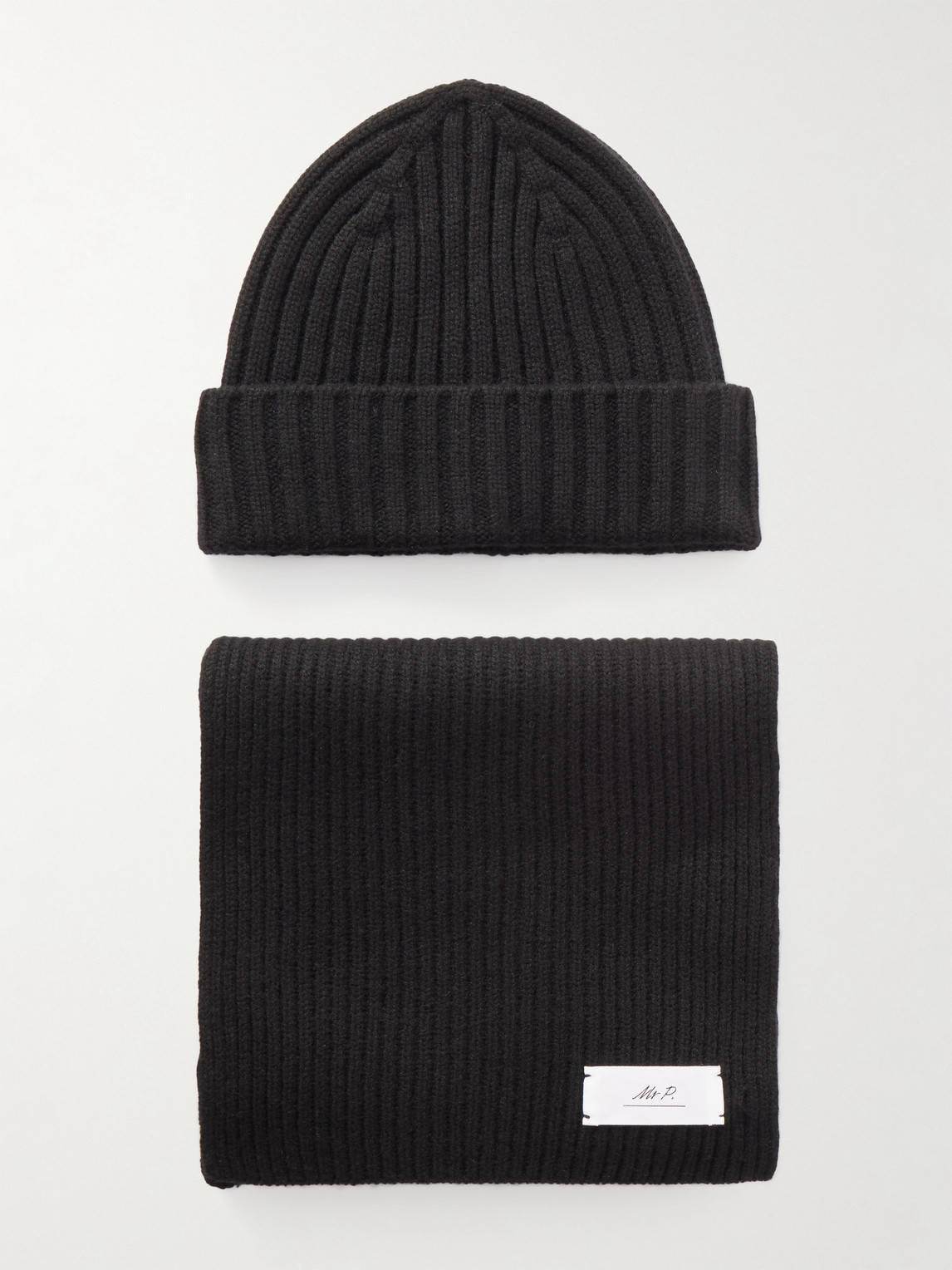 MR P. Ribbed Cashmere Beanie and Scarf Set - Men