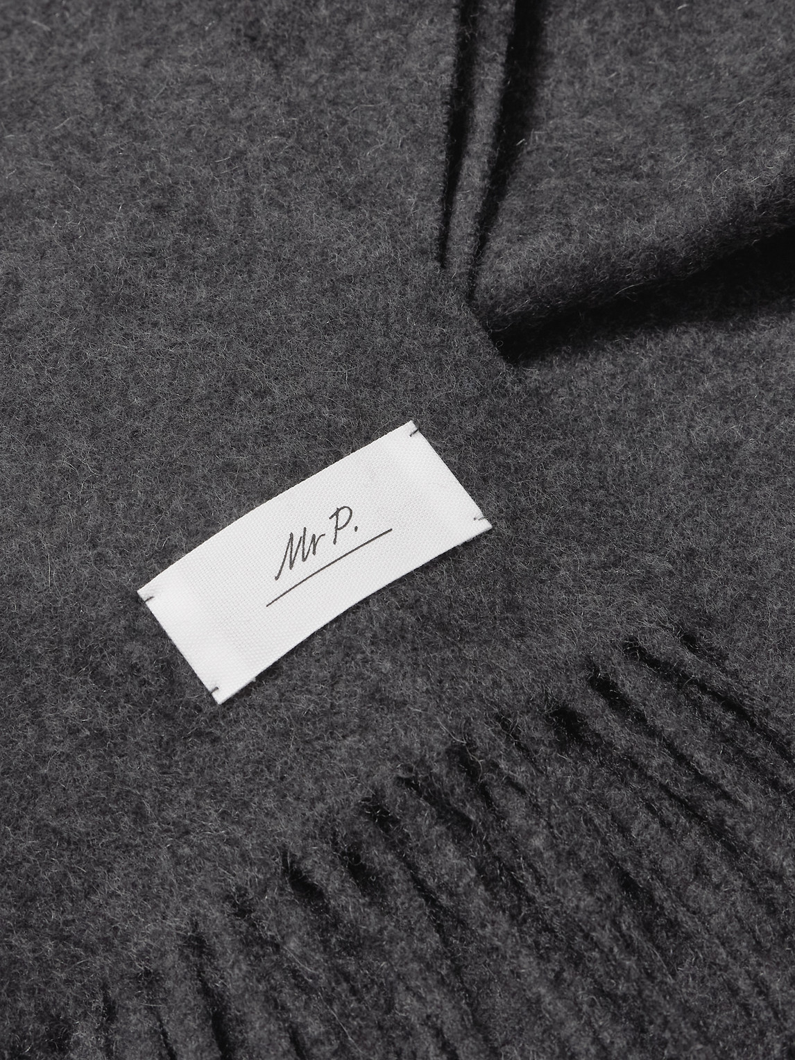  Mr P. - Logo-appliquéd Fringed Cashmere Scarf - Men - Gray 
