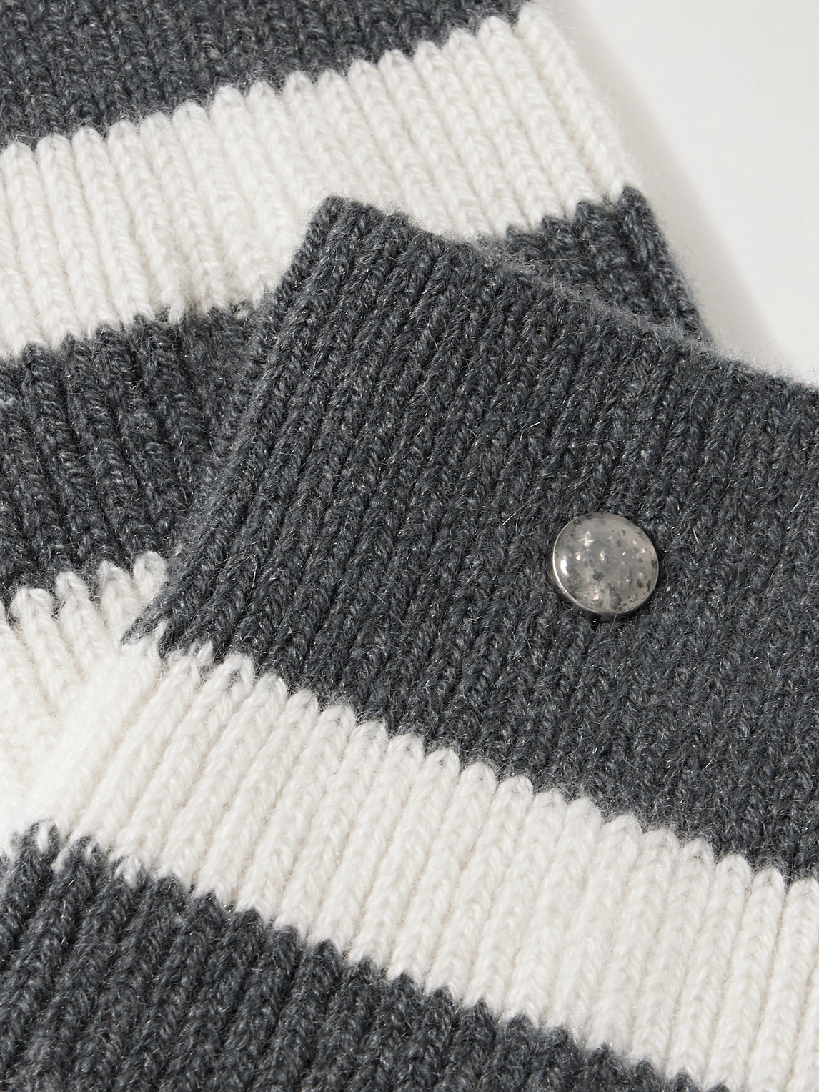 God's True Cashmere Shadow Sunstone-embellished Striped Ribbed Cashmere-blend Socks In Gray