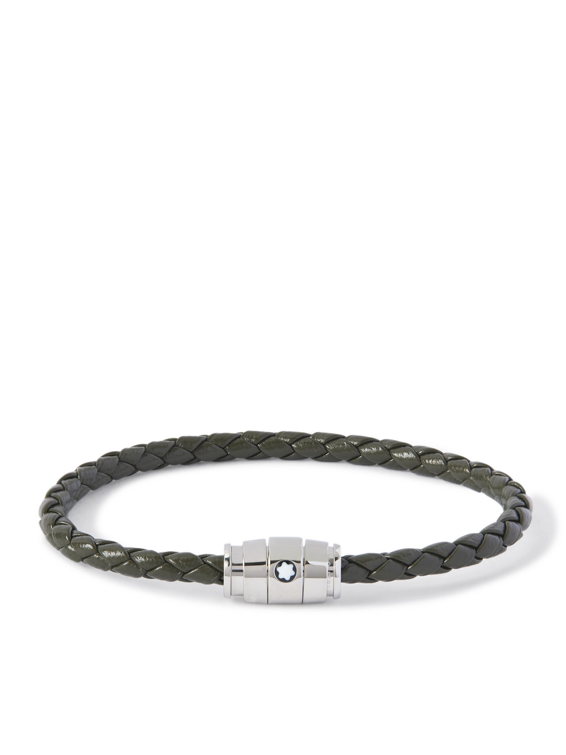 Silver-Tone Woven Leather Bracelet