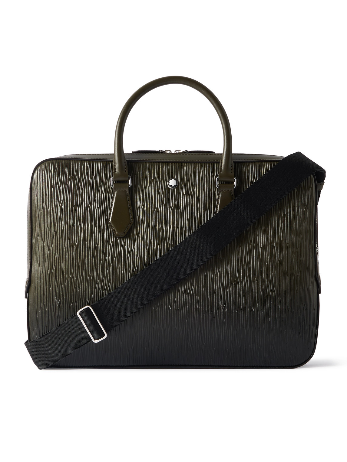 Montblanc Corteccia Dégradé Textured-leather Briefcase In Green