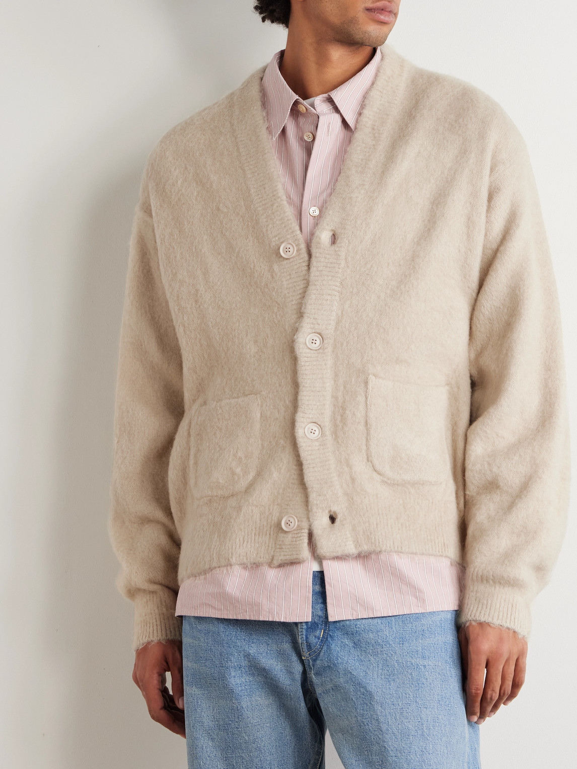  Remi Relief - Brushed-knit Cardigan - Men - Neutrals - S 