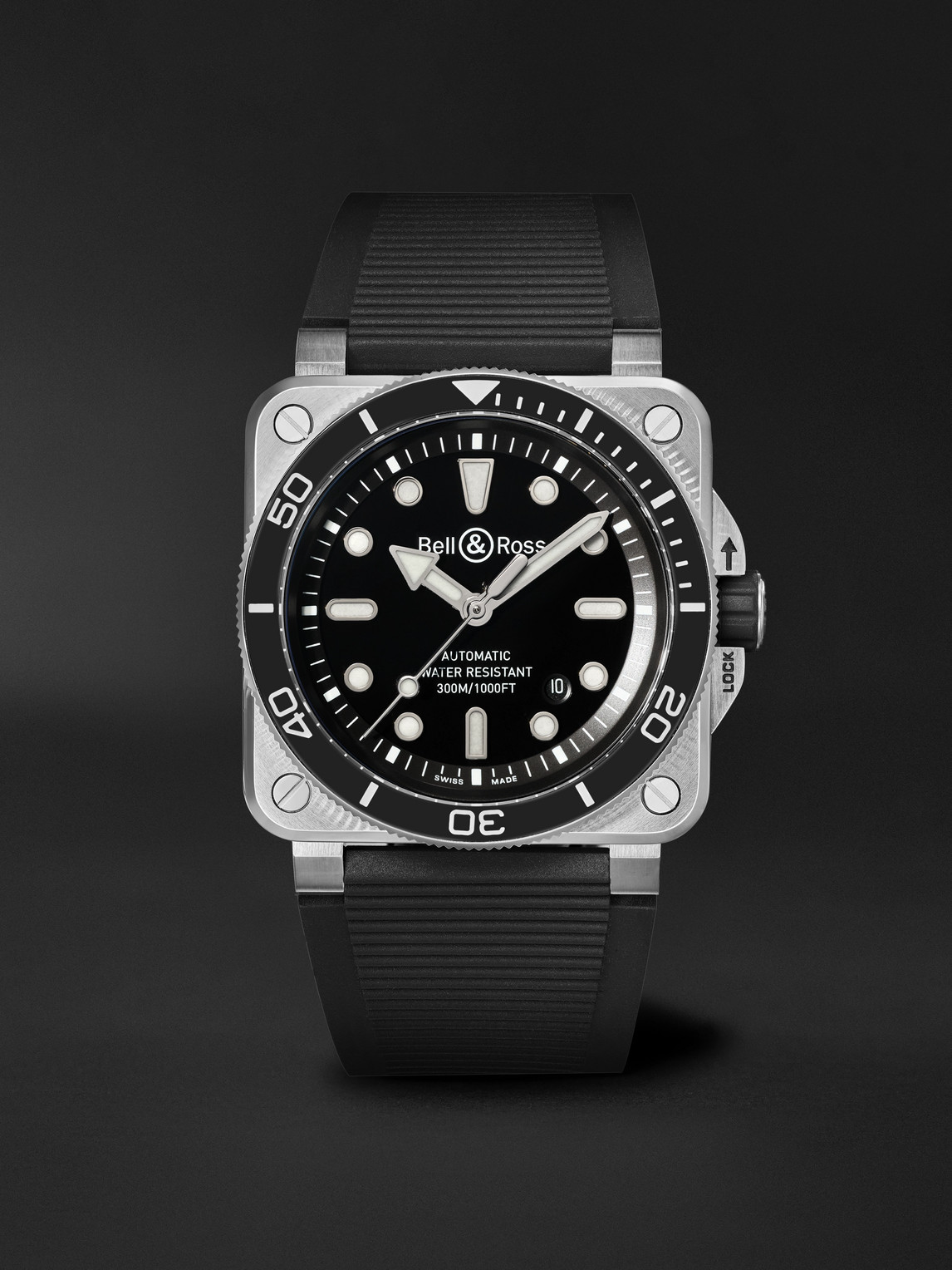 Bell & Ross – BR-03 Diver Automatic 42mm Stainless Steel and Rubber Watch, Ref. No. BR03A-D-BL-ST/SRB