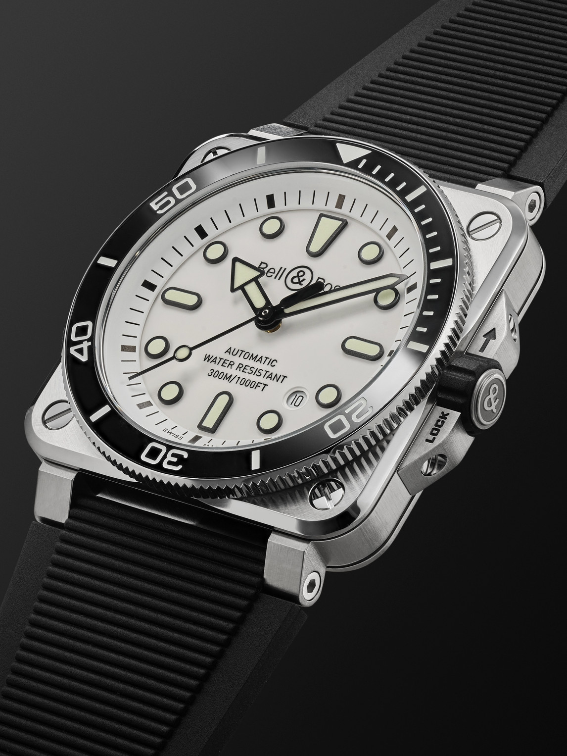  Bell & Ross - Br-03 Diver Automatic 42mm Stainless Steel And Rubber Watch, Ref. No. Br03a-d-wh-st/srb - Men - White 