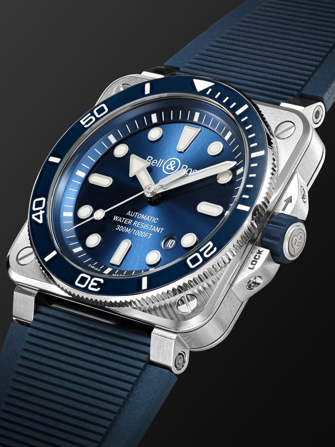  Bell & Ross - Br-03 Diver Automatic 42mm Stainless Steel And Rubber Watch, Ref. No. Br03a-d-blu-st/srb - Men - Blue 