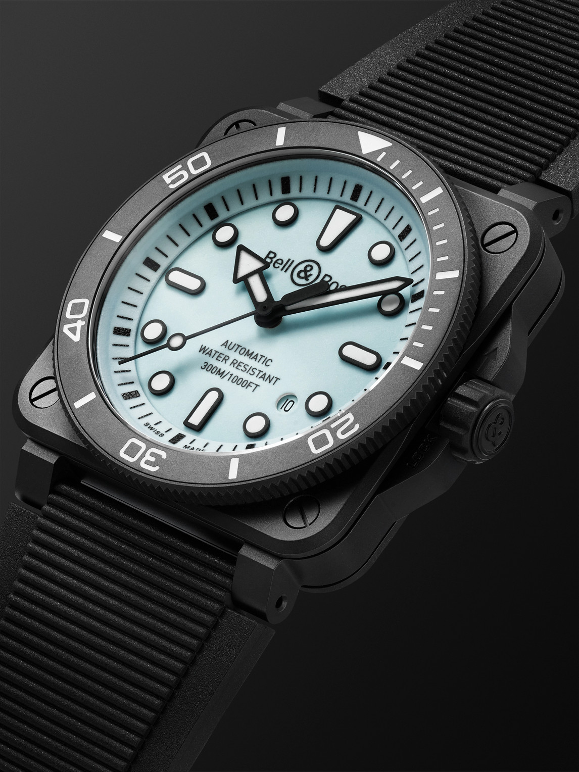  Bell & Ross - Br-03 Diver Full Lum Automatic 42mm Ceramic And Rubber Watch, Ref. No. Br03a-d-lm-ce/srb - Men - Blue 