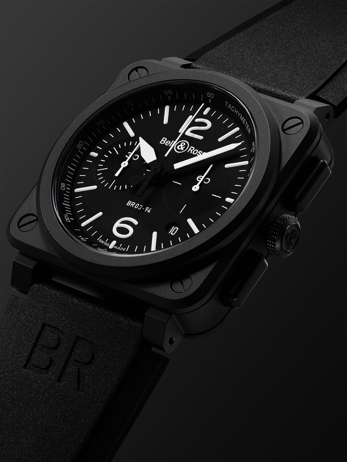  Bell & Ross - Br 03-94 Automatic Chronograph 42mm Ceramic And Rubber Watch, Ref. No. Br0394-bl-ce - Men - Black 