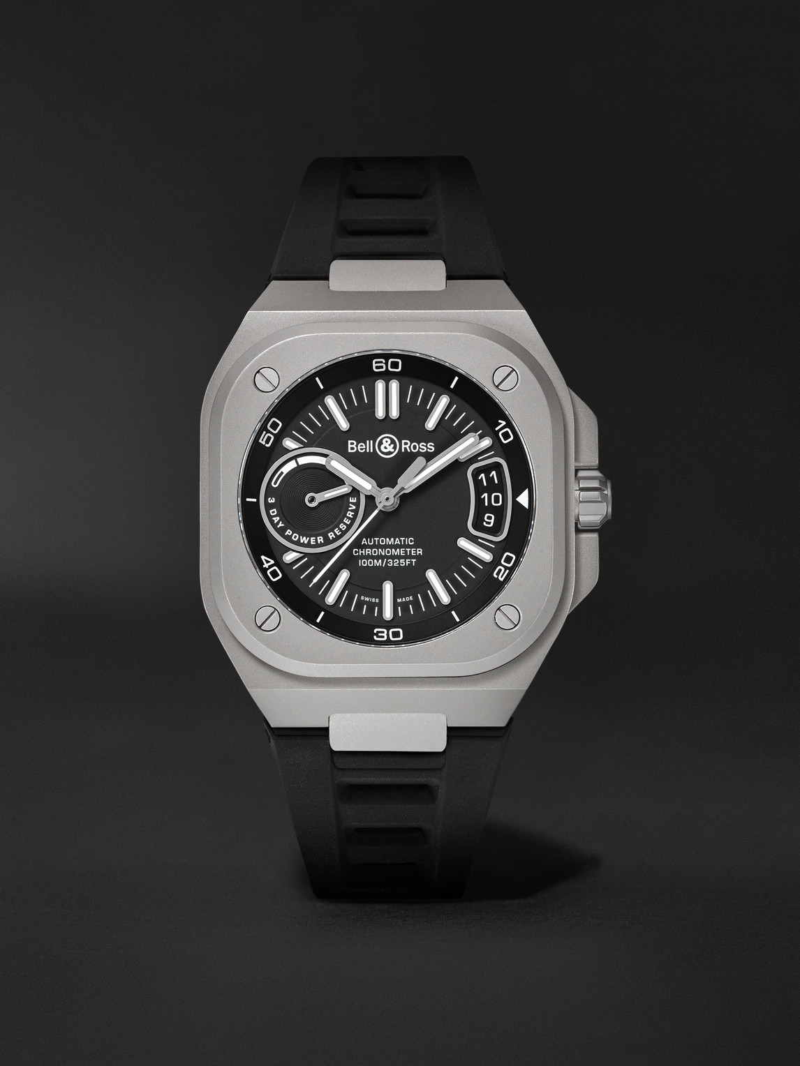 Bell & Ross – BR-X5 Automatic Chronometer 41mm Titanium and Rubber Watch, Ref. No. BRX5R-BL-TI/SRB