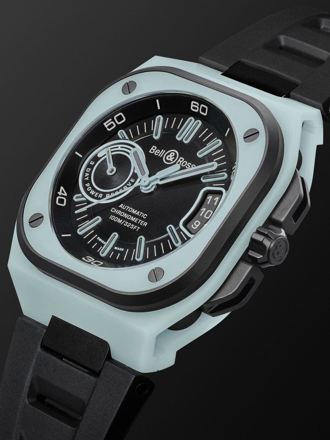  Bell & Ross - Br-x5 Lum Automatic 41mm Titanium And Rubber Watch, Ref. No. Brx5r-blum-tc/srb - Men - Black 