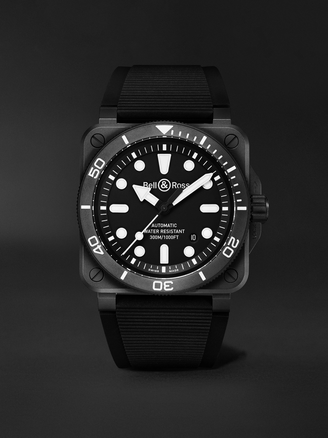 Bell & Ross – BR-03 Diver Automatic 42mm Ceramic and Rubber Watch, Ref. No. BR03A-D-BL-CE/SRB