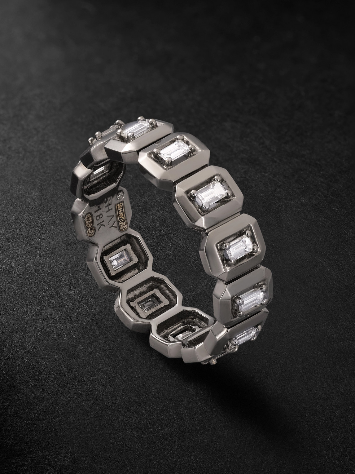 Shay Bezel & Beyond 18-karat Blackened Gold Diamond Ring In Metallic