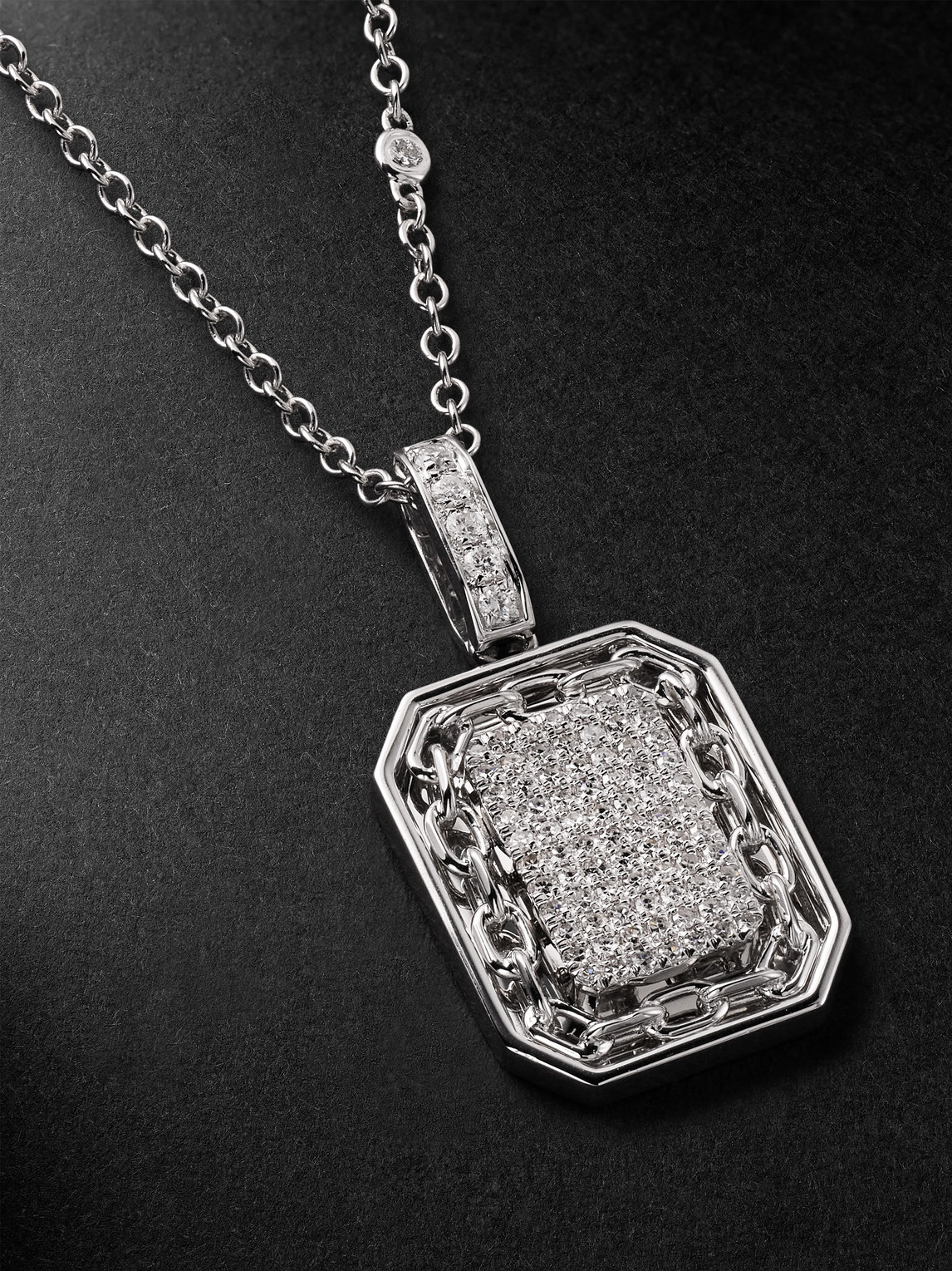 Shay 18-karat White Gold Diamond Necklace In Black