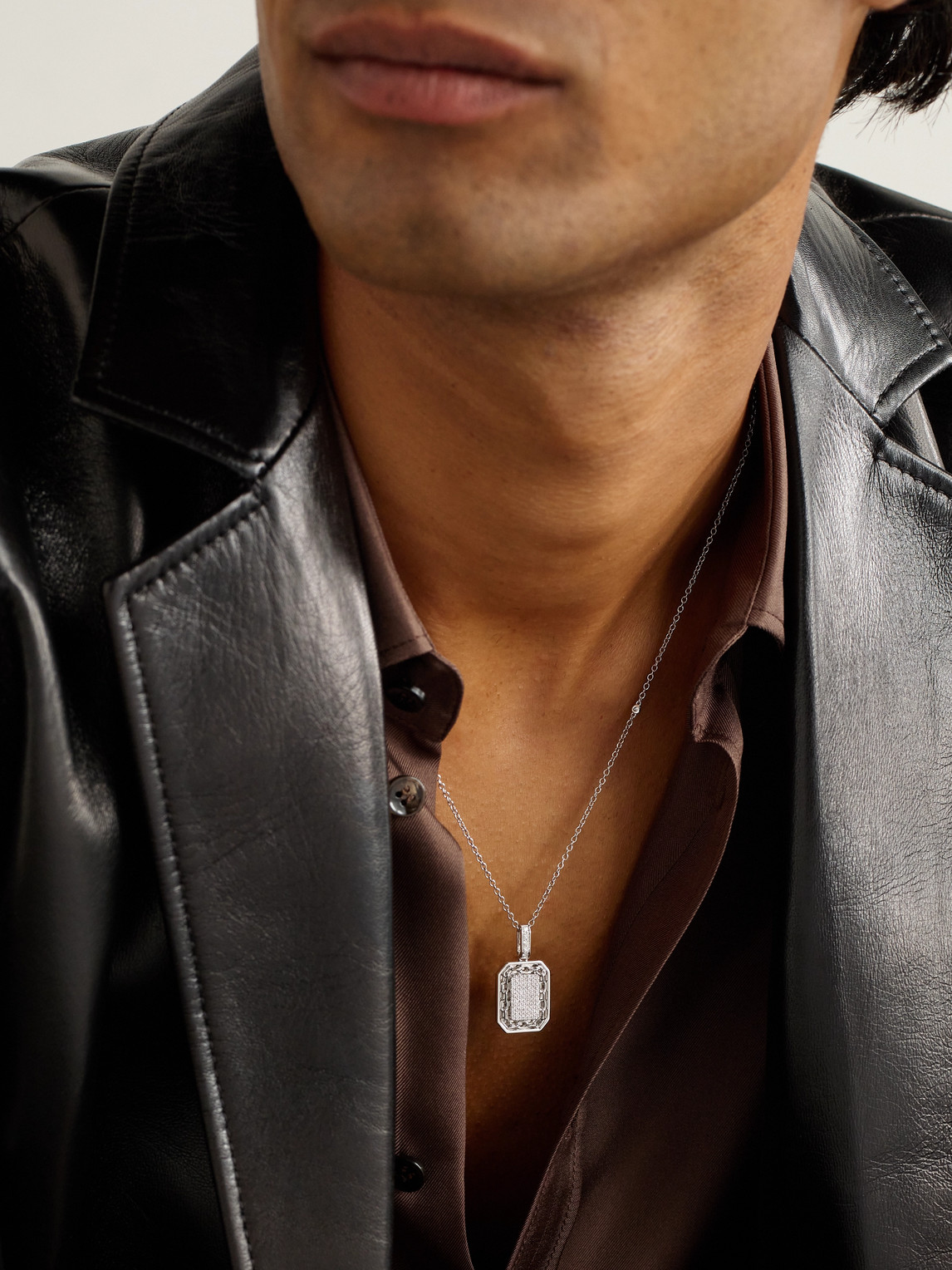 Shay 18-karat White Gold Diamond Necklace In Black