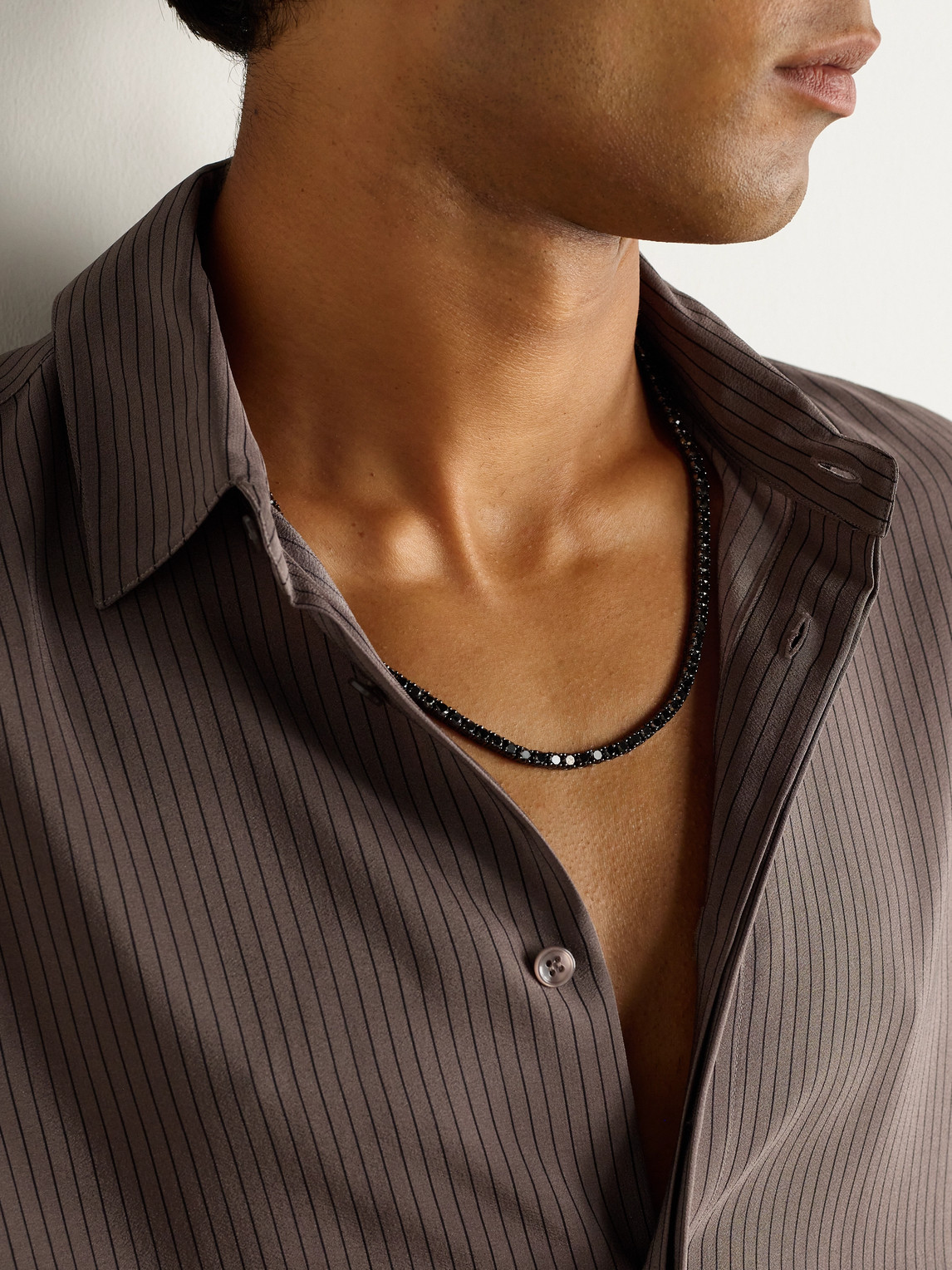 Shay 18-karat Blackened Gold Diamond Tennis Necklace In Black