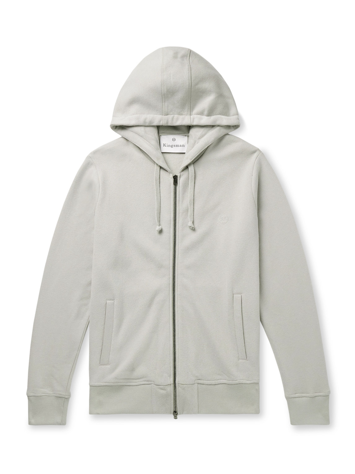 Kingsman Logo-embroidered Cotton And Cashmere-blend Jersey Zip-up Hoodie