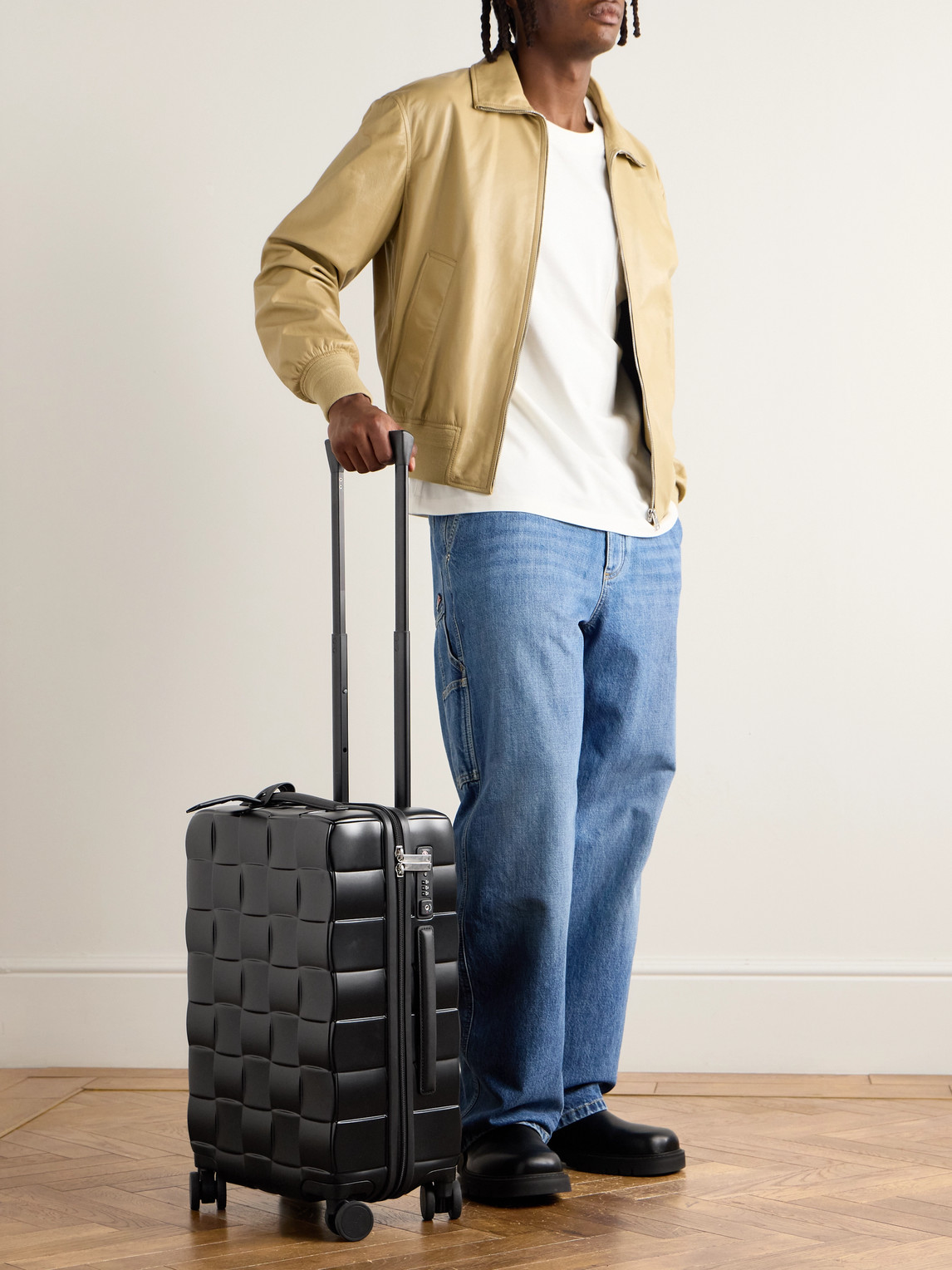 Odyssey 55cm Leather-Trimmed Intrecciato Polycarbonate Suitcase — 2