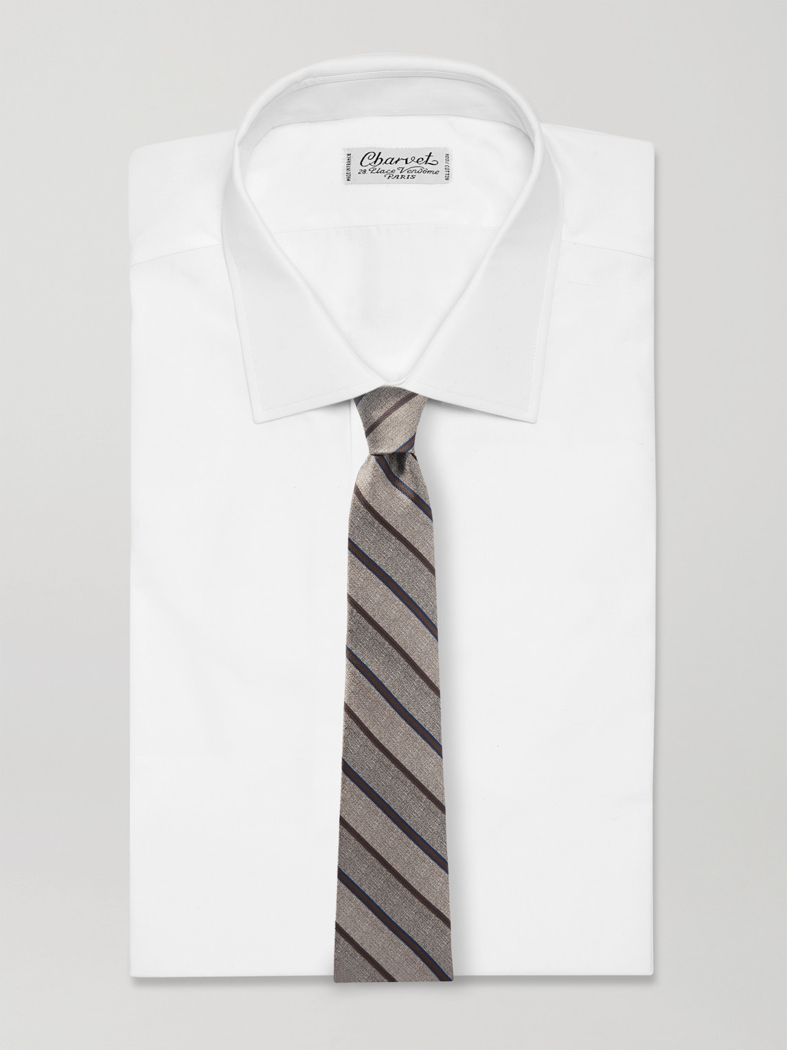 Loro Piana Yale 8cm Striped Silk-jacquard Tie In Neutral