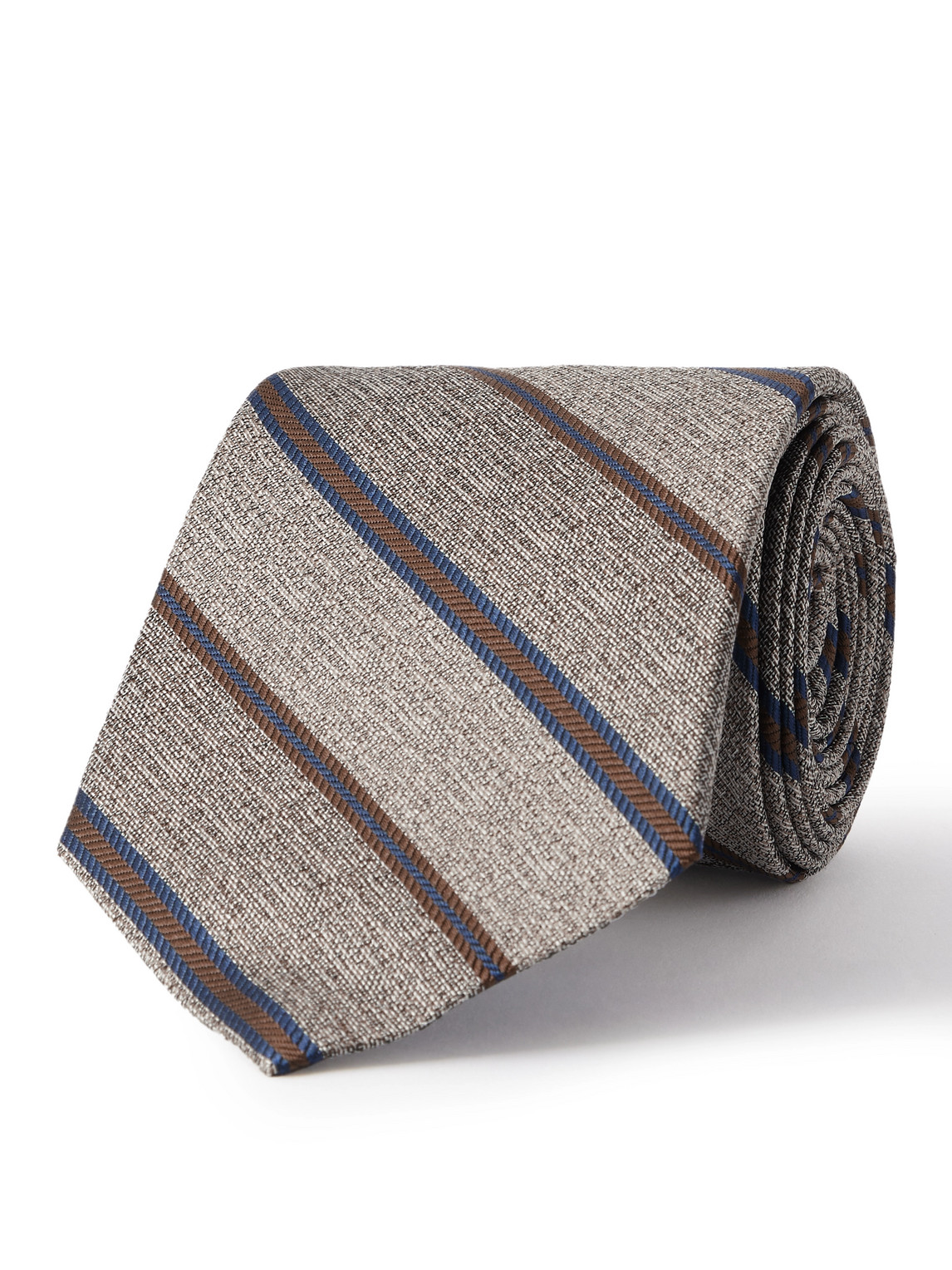 Loro Piana Yale 8cm Striped Silk-jacquard Tie In Neutral