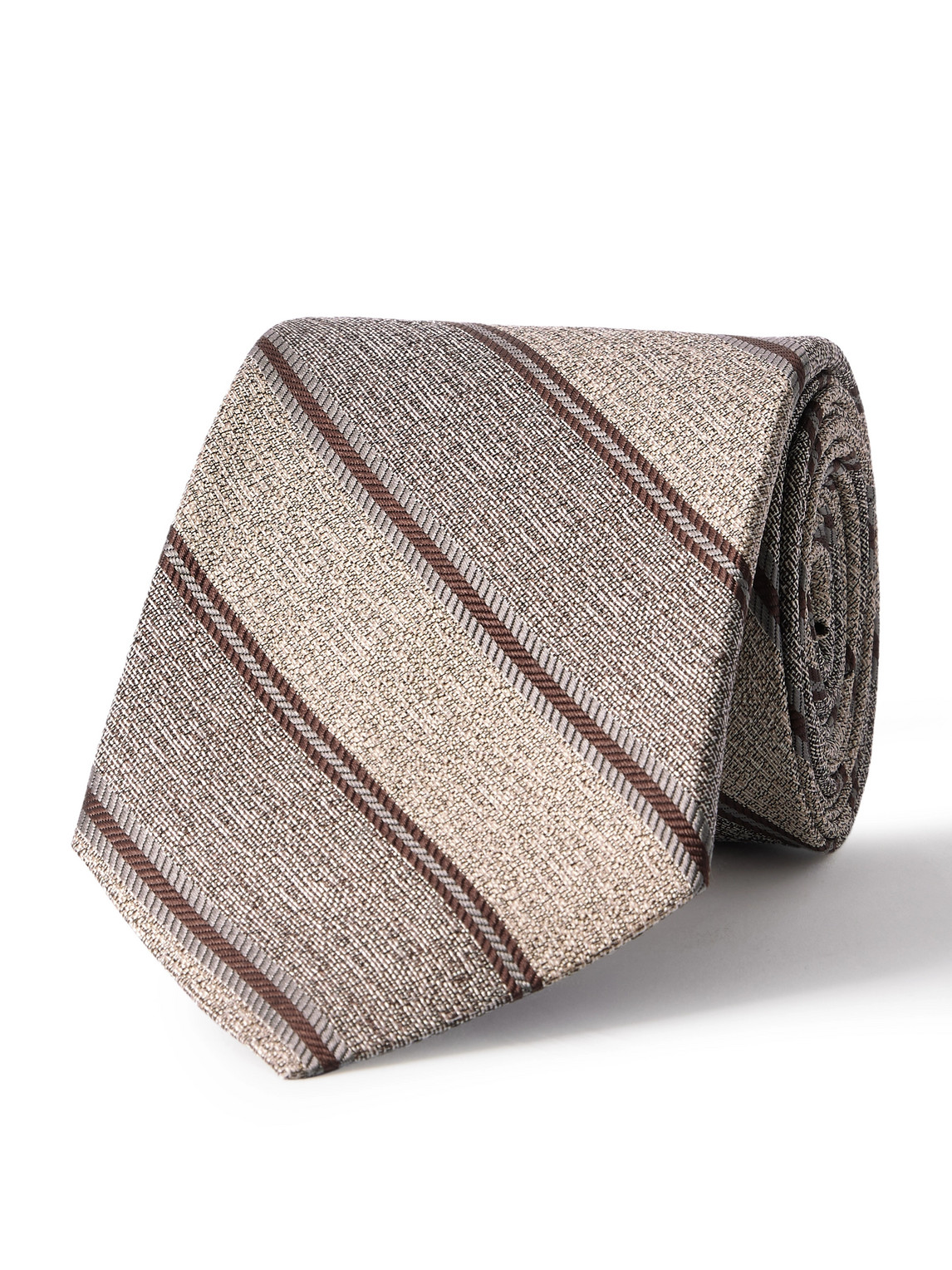 Loro Piana Yale 8cm Striped Silk-jacquard Tie In Neutral
