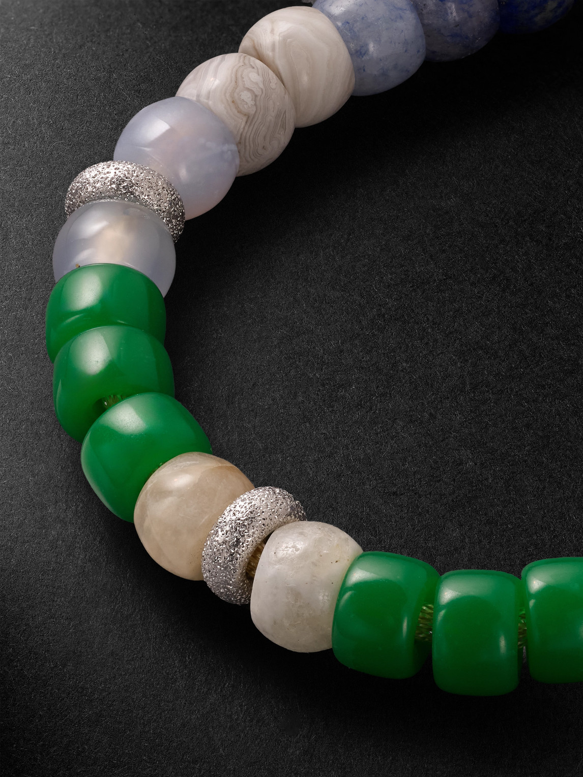 Carolina Bucci Montauk Forte 18-karat White And Blackened Gold Multi-stone Beaded Bracelet In Multi