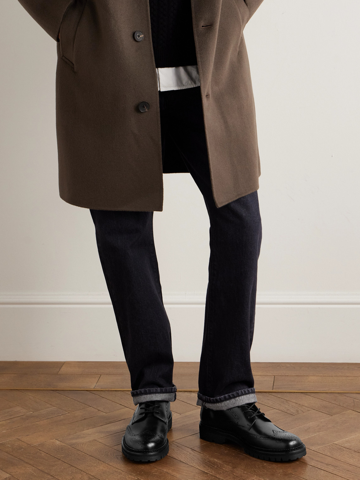 Jacques Waxed-Leather Brogue Boots — 2