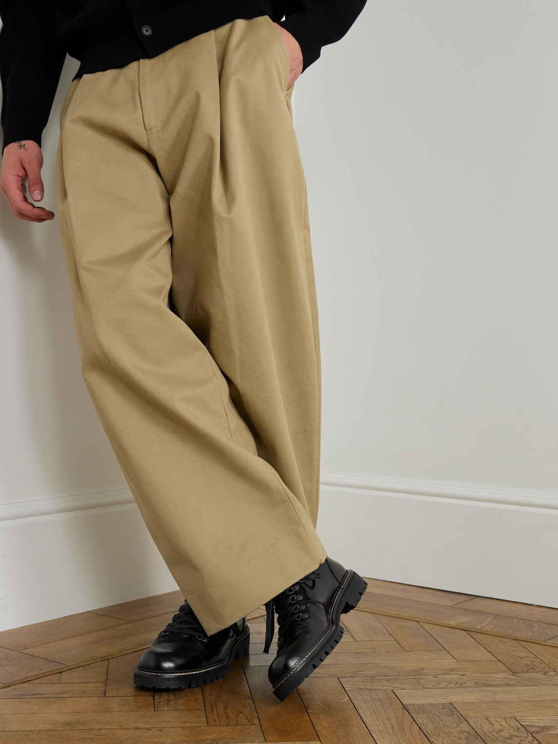 Suede-Trimmed Leather Hiking Derby Shoes — 2