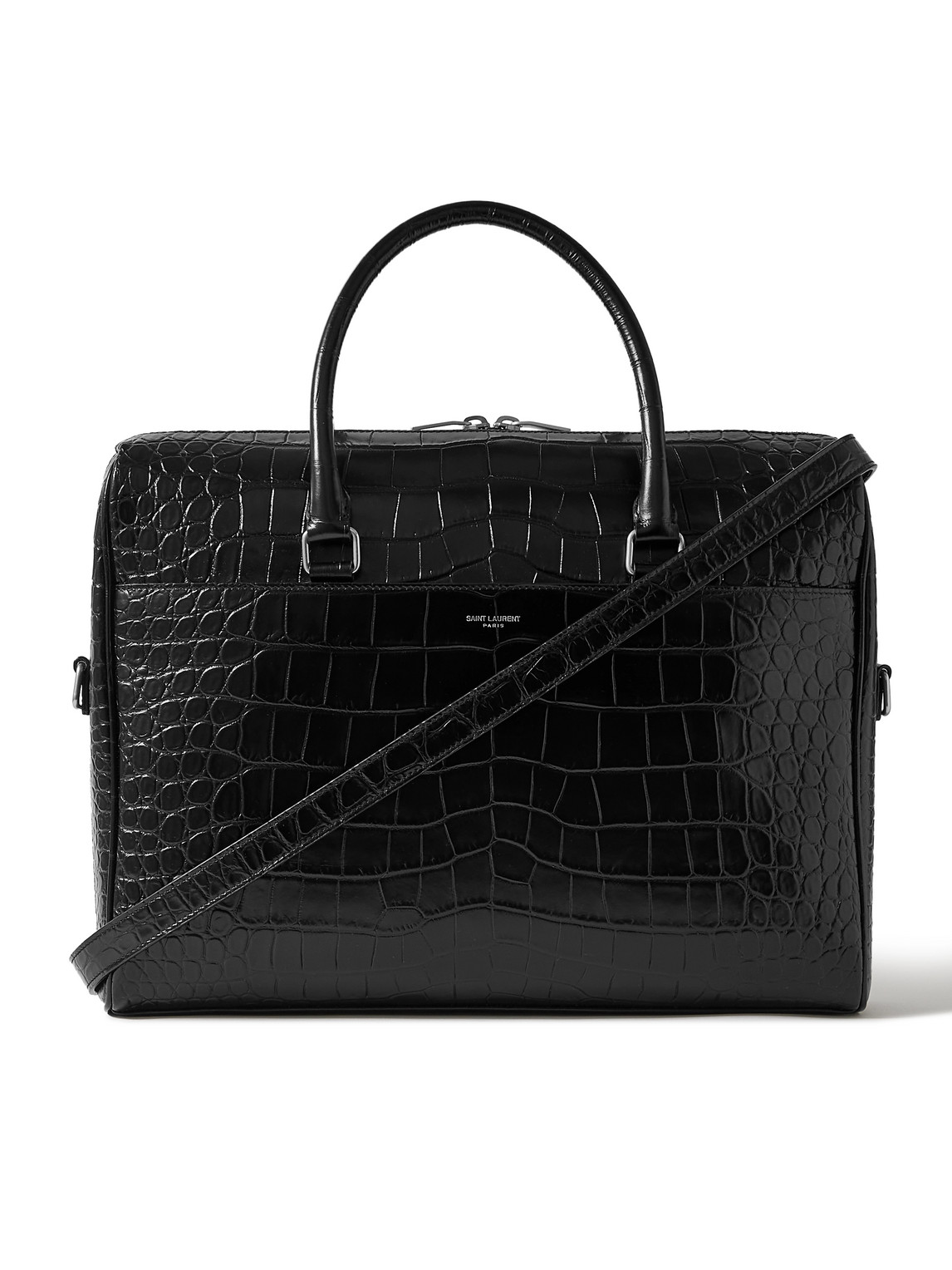 Croc-Effect Leather Briefcase