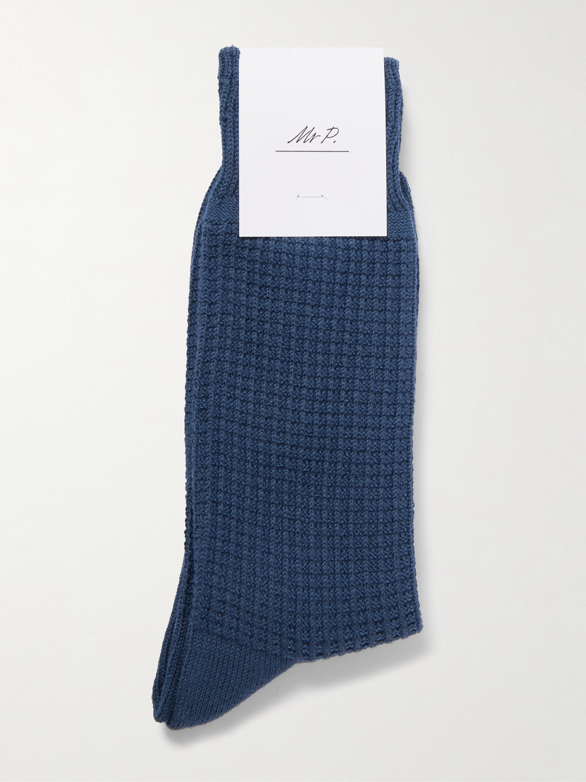  Mr P. - Waffle-knit Cotton-blend Socks - Men - Blue 