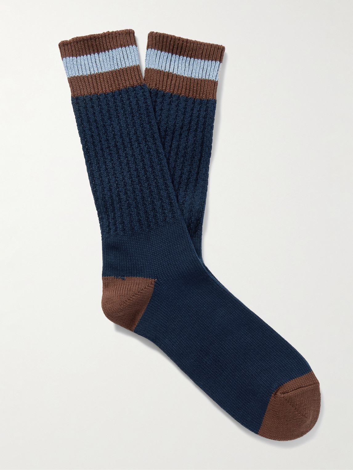 MR P. Striped Ribbed Cotton-Blend Socks - Men