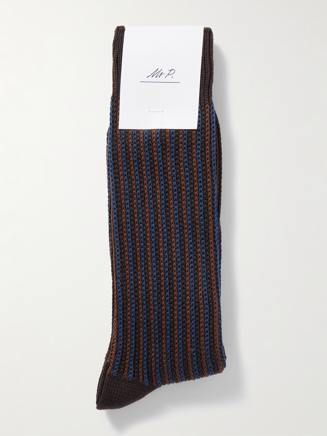  Mr P. - Striped Cotton-blend Socks - Men - Brown 