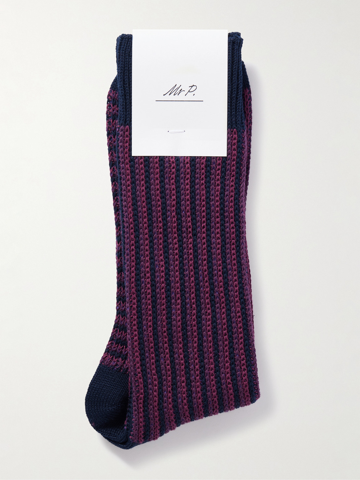  Mr P. - Striped Cotton-blend Socks - Men - Burgundy 