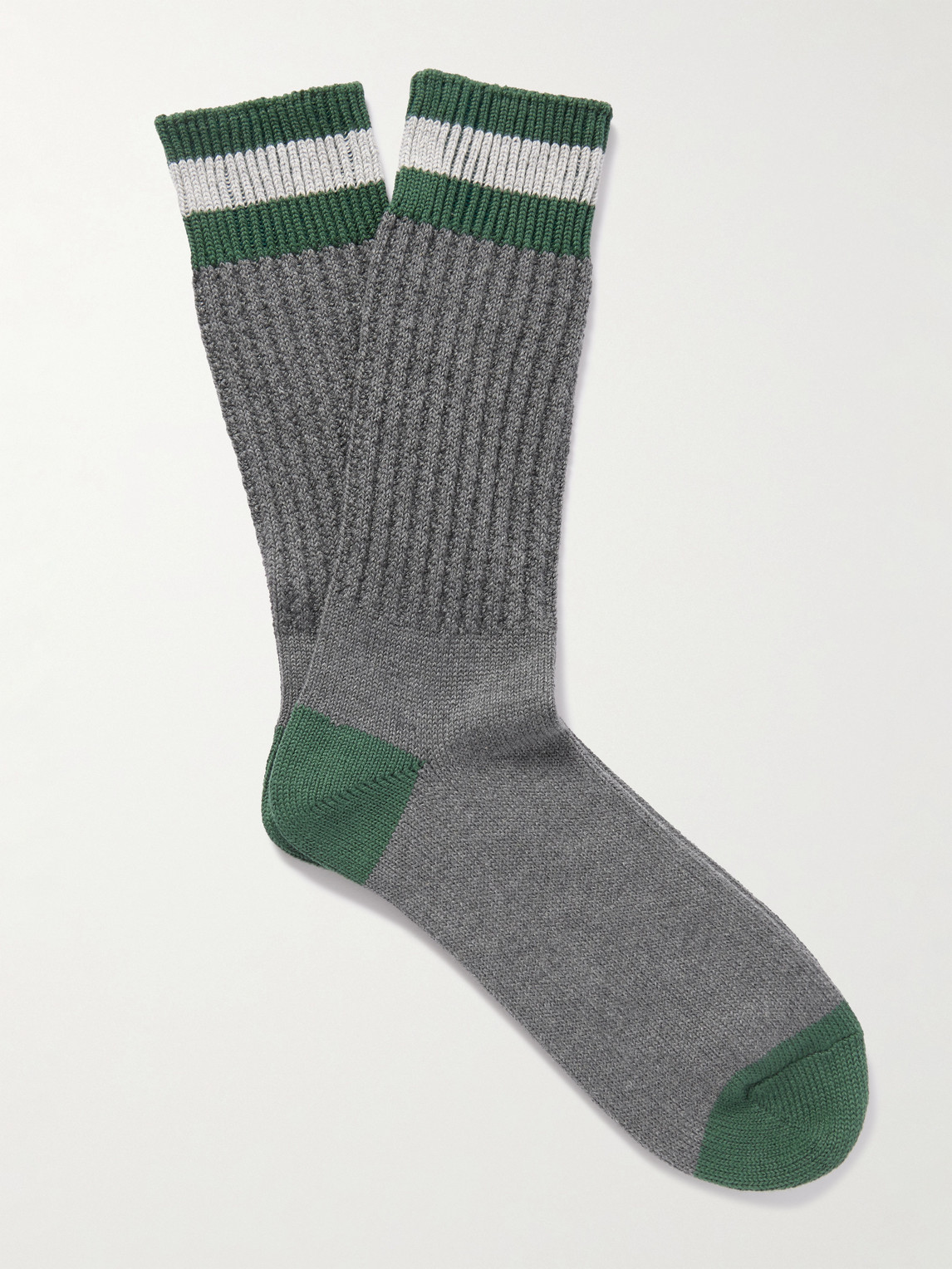 MR P. Striped Ribbed Cotton-Blend Socks - Men