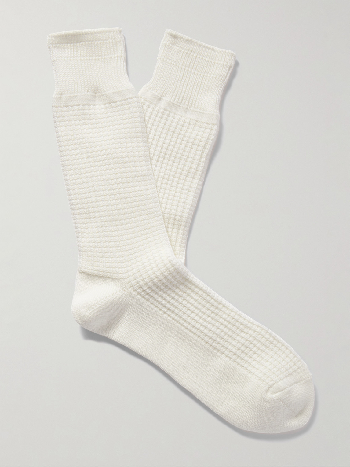 MR P. Waffle-Knit Cotton-Blend Socks - Men