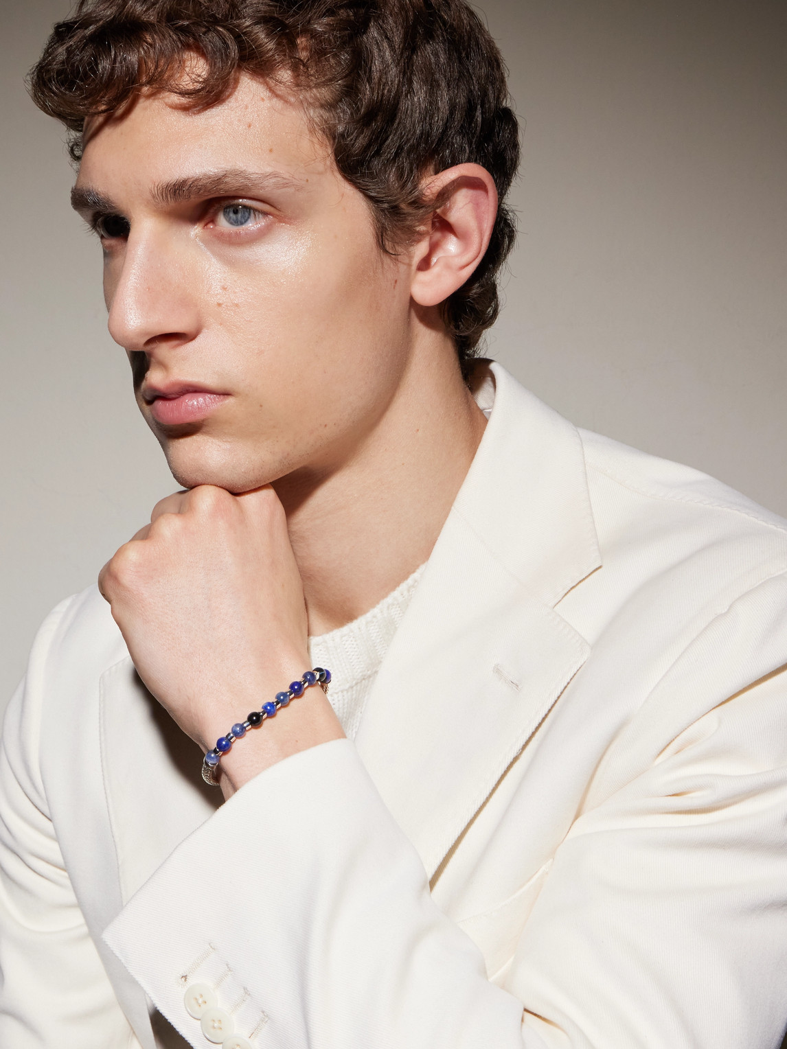  John Hardy - Sterling Silver Multi-stone Beaded Bracelet - Men - Blue - M 