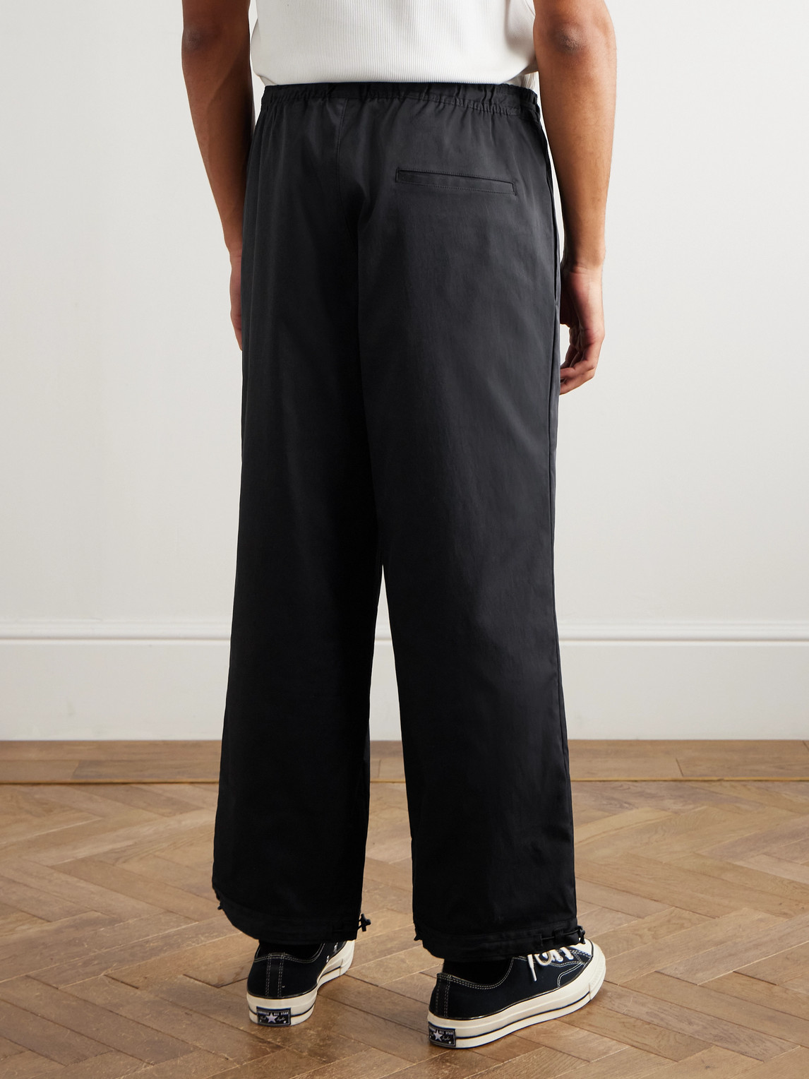 Wtaps Straight-leg Cropped Coolmax® Drawstring Trousers In Blue