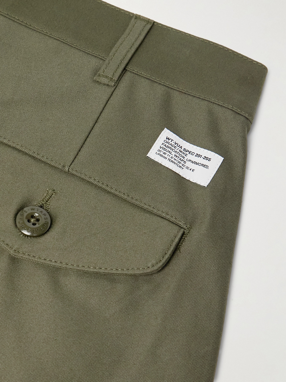 Wtaps Straight-leg Pleated Cotton Trousers In Green