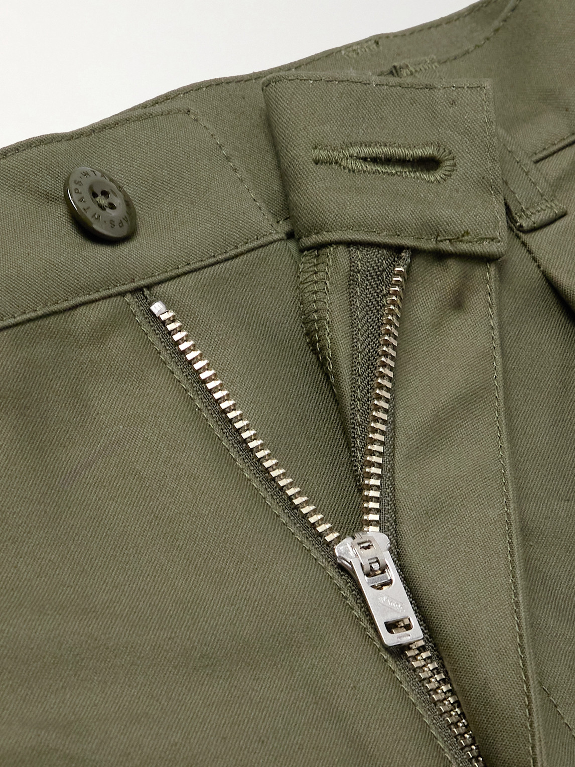 Wtaps Straight-leg Pleated Cotton Trousers In Green