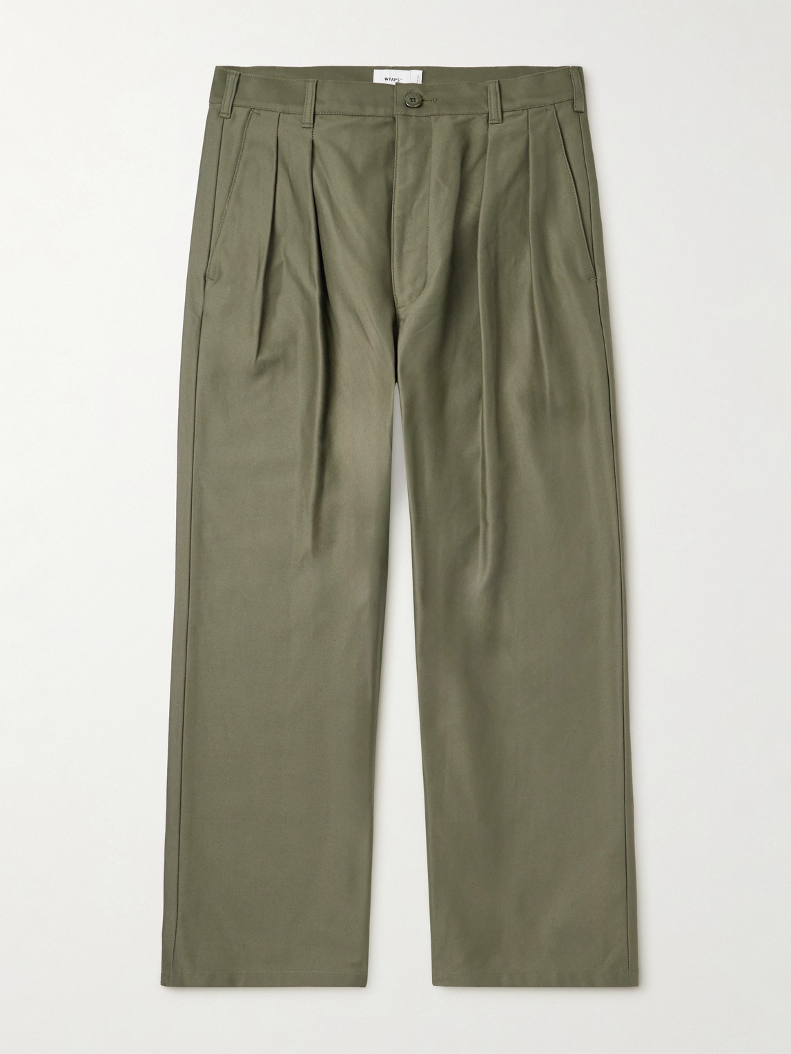 Wtaps Straight-leg Pleated Cotton Trousers In Green