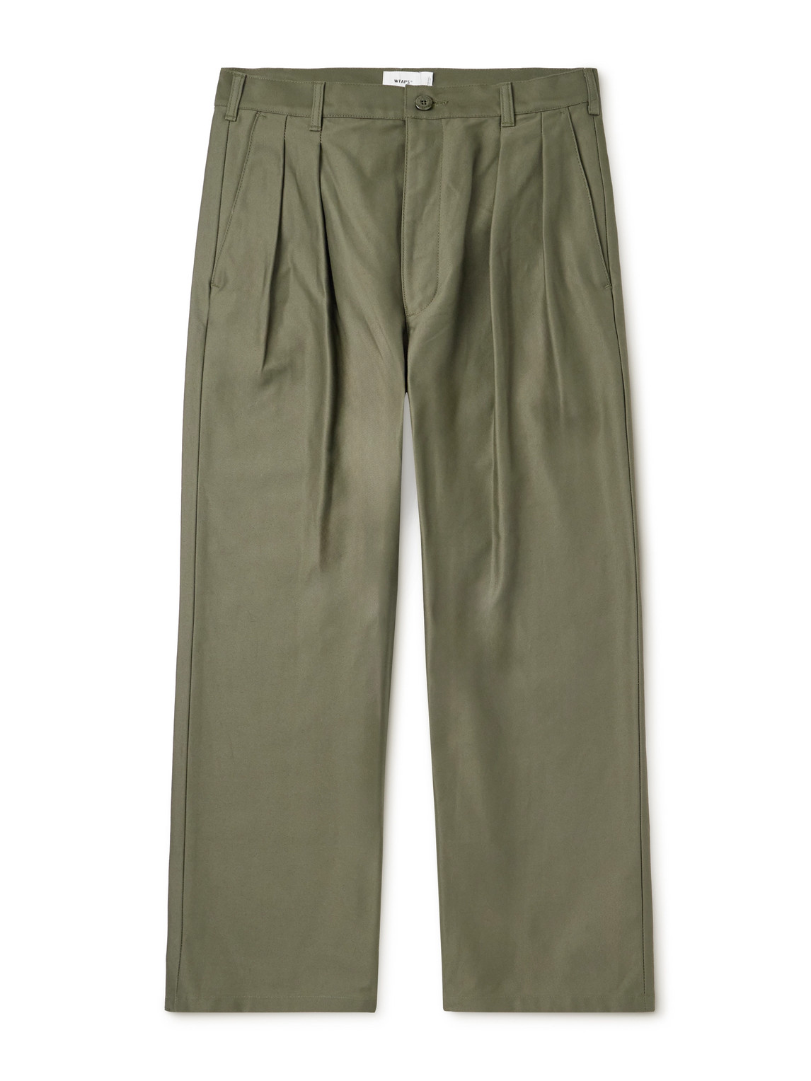 Wtaps Straight-leg Pleated Cotton Trousers In Green