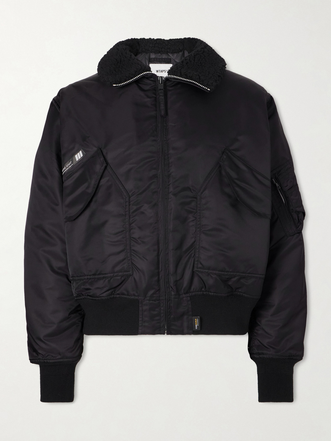 Wtaps Padded Fleece-trimmed Shell Jacket In Black