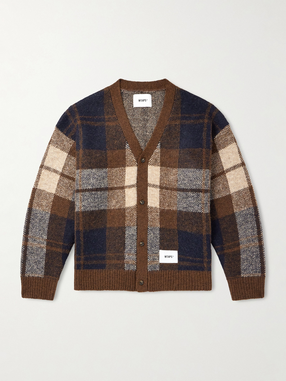 WTAPS Palmer Logo-Appliquéd Checked Jacquard-Knit Cardigan - Men