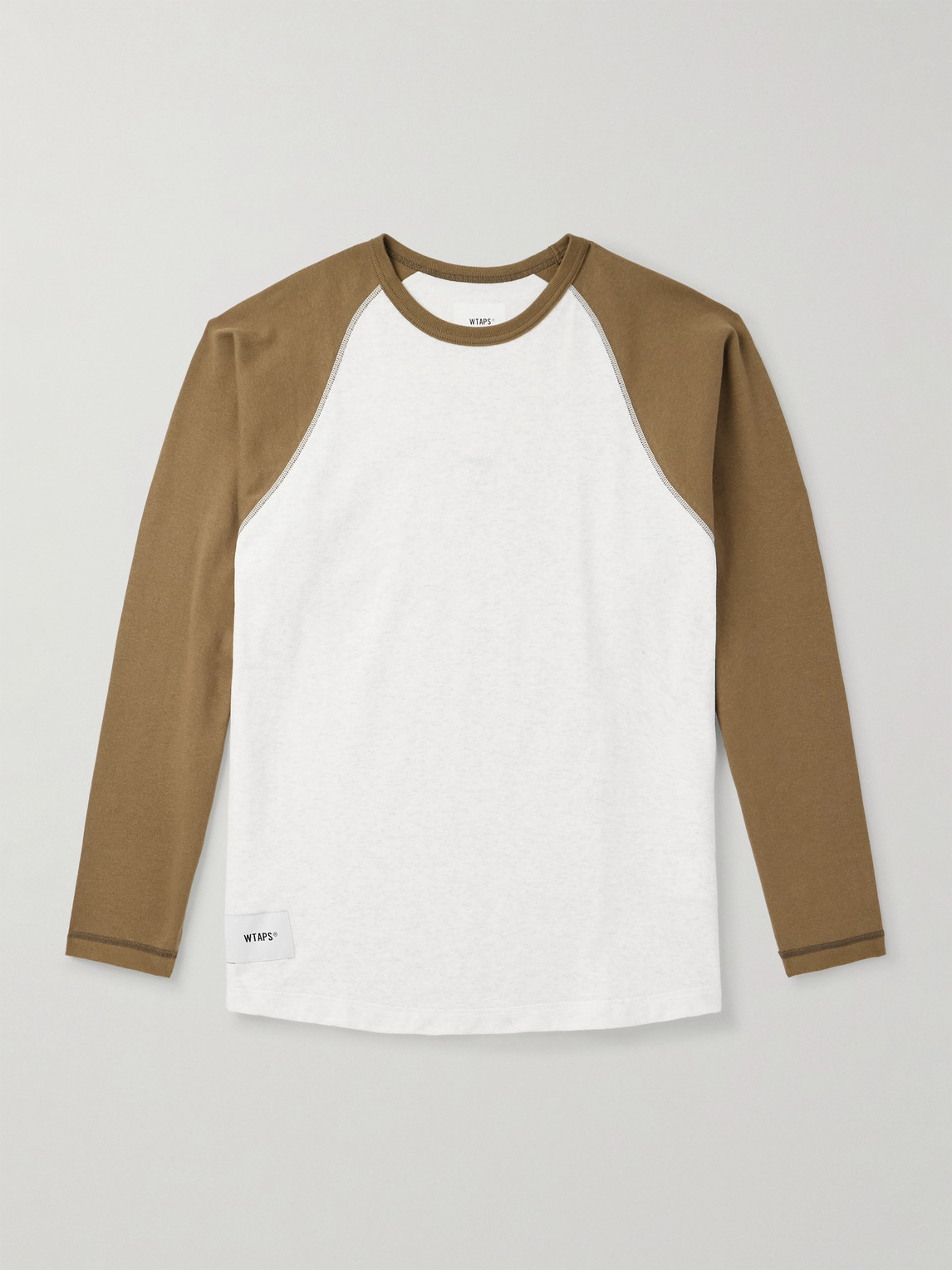 Wtaps Ian Logo-appliquéd Two-tone Cotton-jersey T-shirt In Brown
