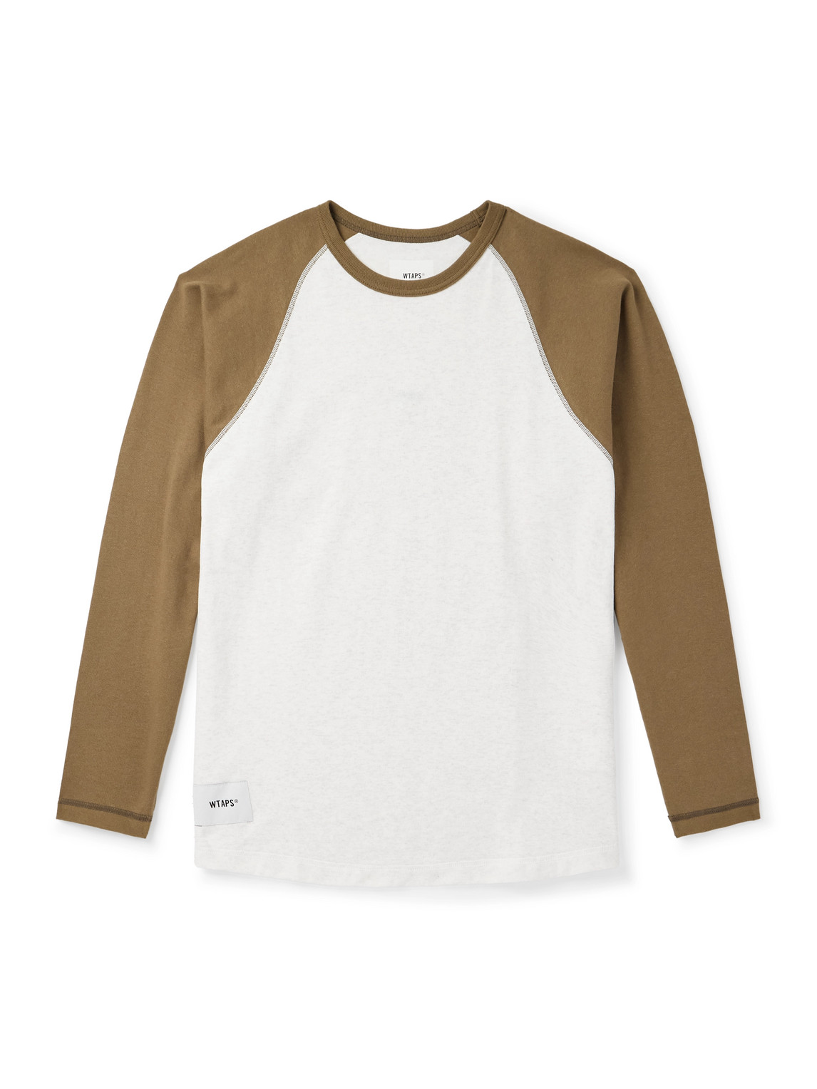 Wtaps Ian Logo-appliquéd Two-tone Cotton-jersey T-shirt In Brown